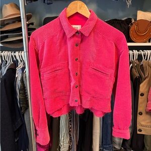 BDG Bright Pink Corduroy Bomber Jacket